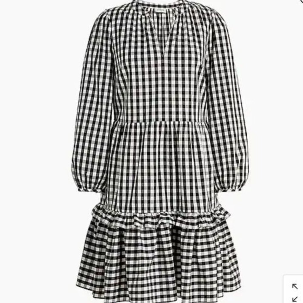 J crew Factory Cotton poplin tiered ruffle mini dress pockets  BA813, XS